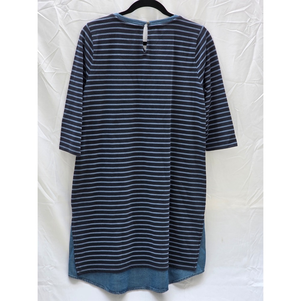 J.Jill Womens Blue Striped Mixed Media Shift Dress Tencel Hem Small KDR128491 - Picture 2 of 9